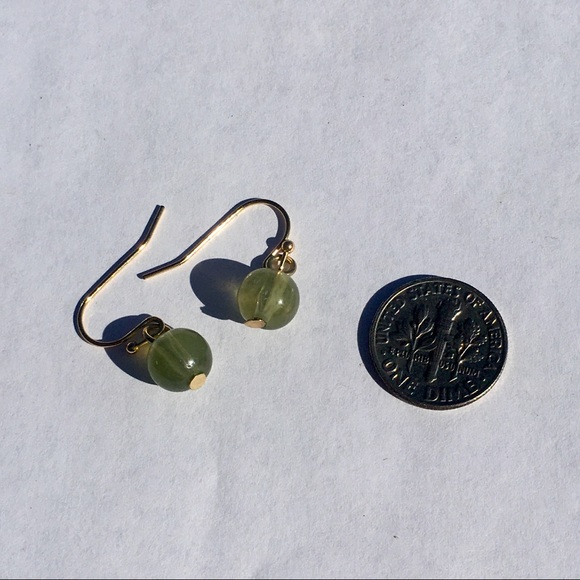 Green and Gold Dangle Earrings - Picture 3 of 3